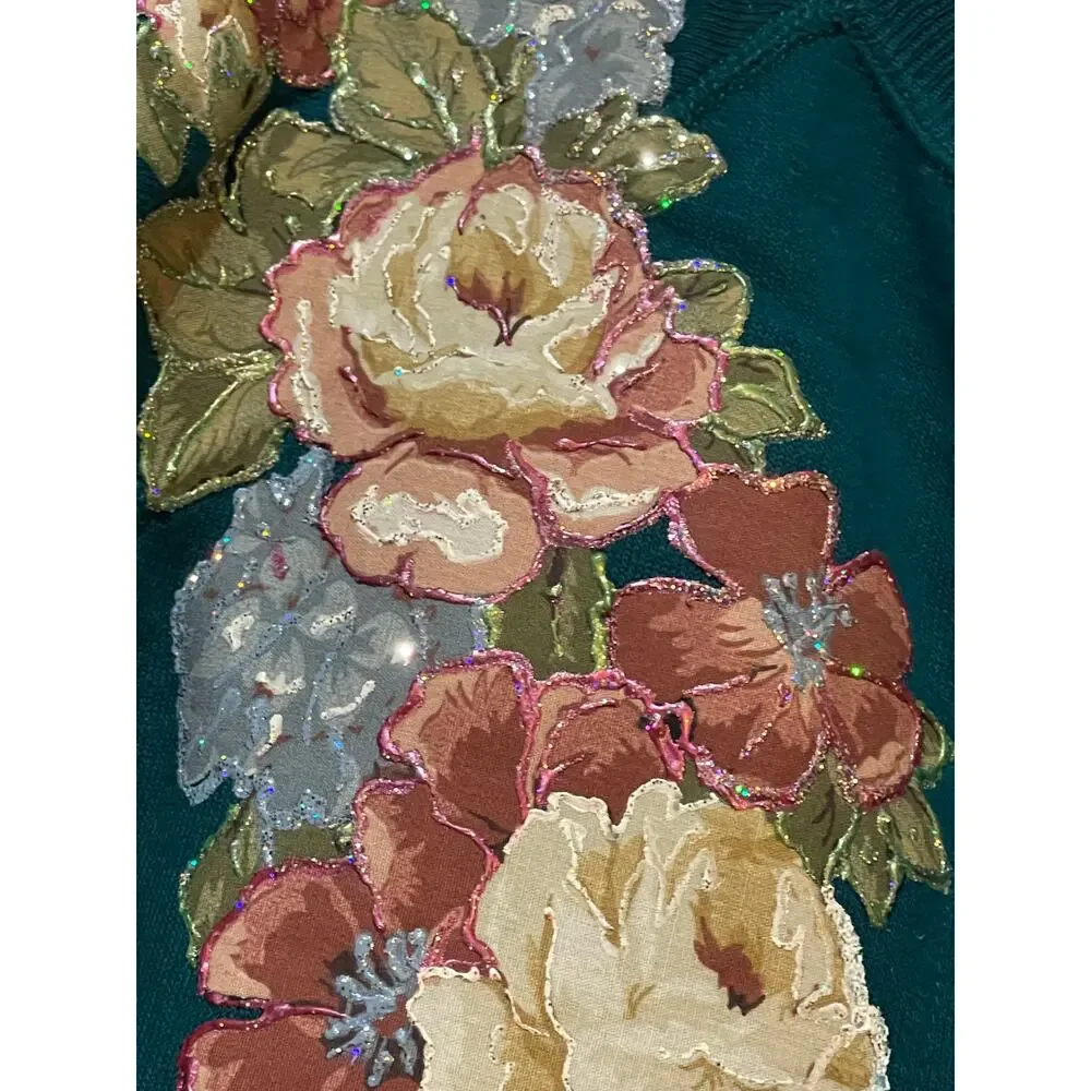 Hanes Her Way Vintage Floral Open Front Cardigan XLarge - Picture 2 of 7